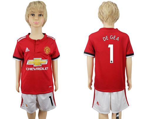 Manchester United #1 De Gea Home Kid Soccer Club Jersey - Click Image to Close